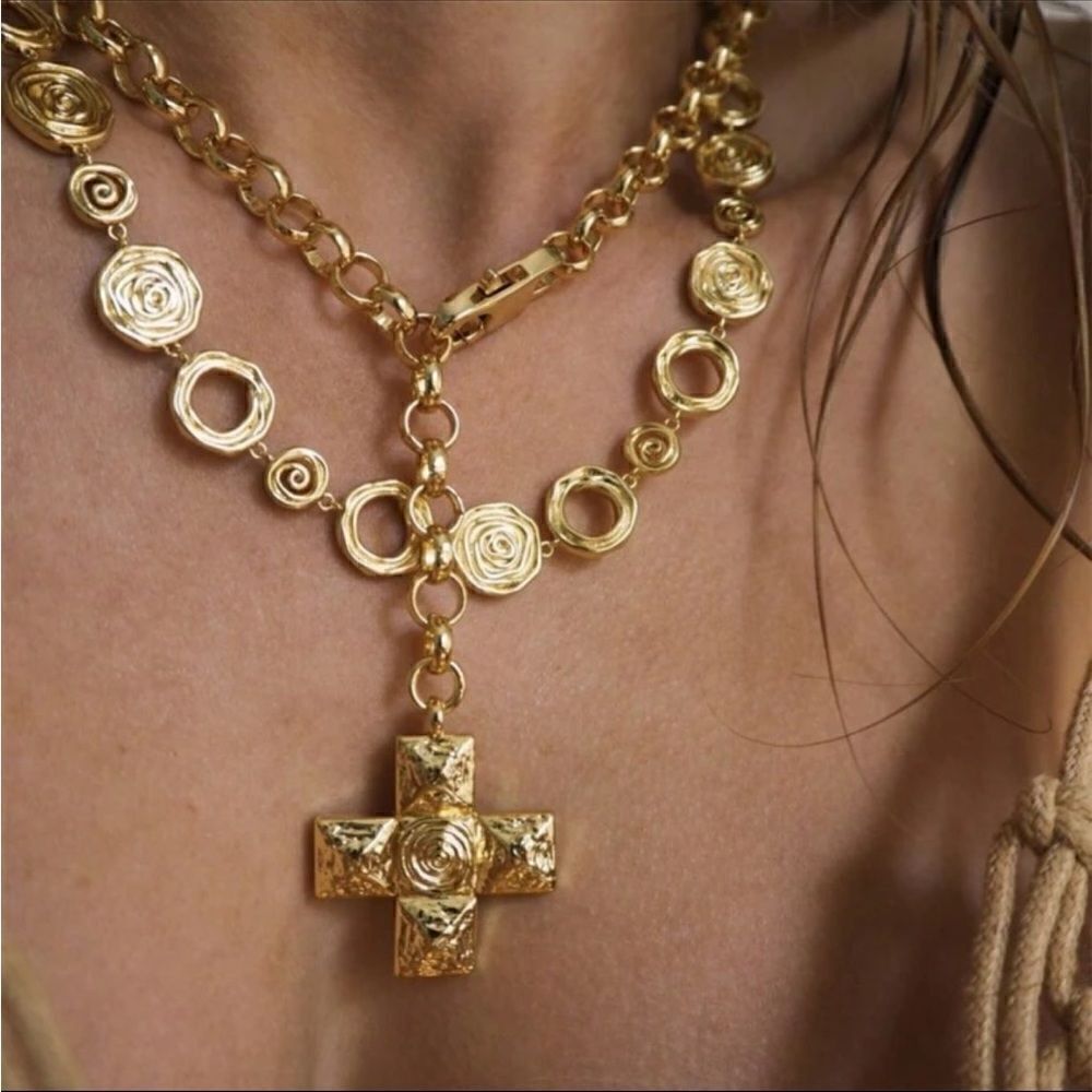 Vintage cross necklace #1173